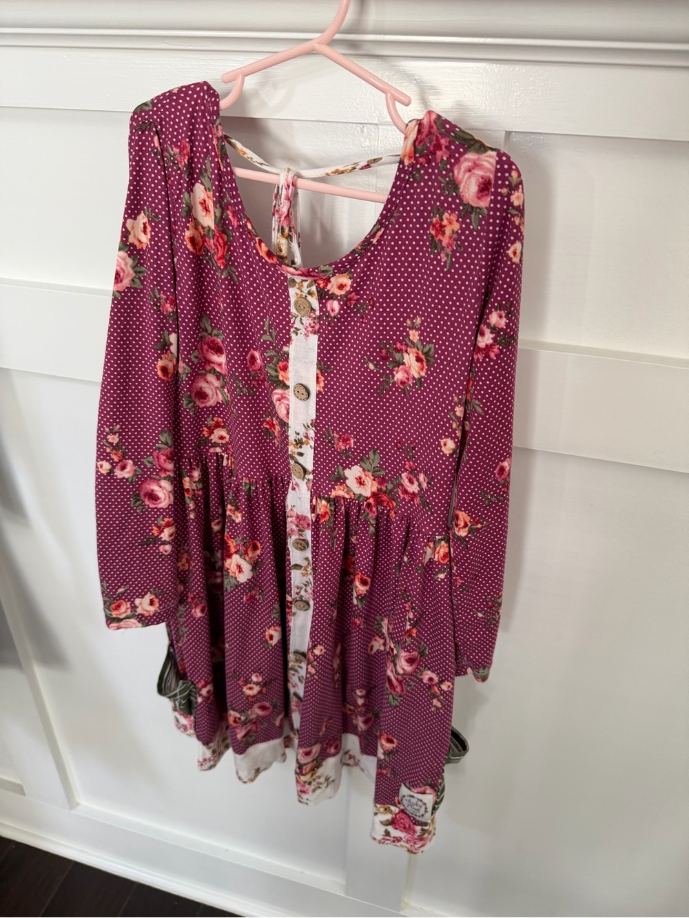 cheeky plum Plum Floral & Dot Button-Front Tunic